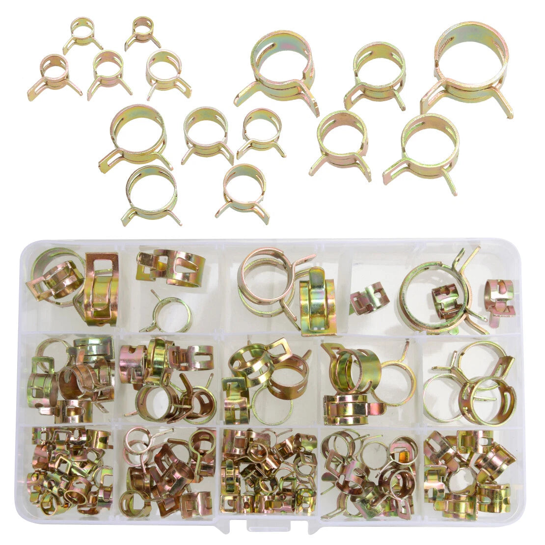 115Pcs 6-22mm Spring Clip Hose Pipe Clamps for Fuel Water Line Tubes
