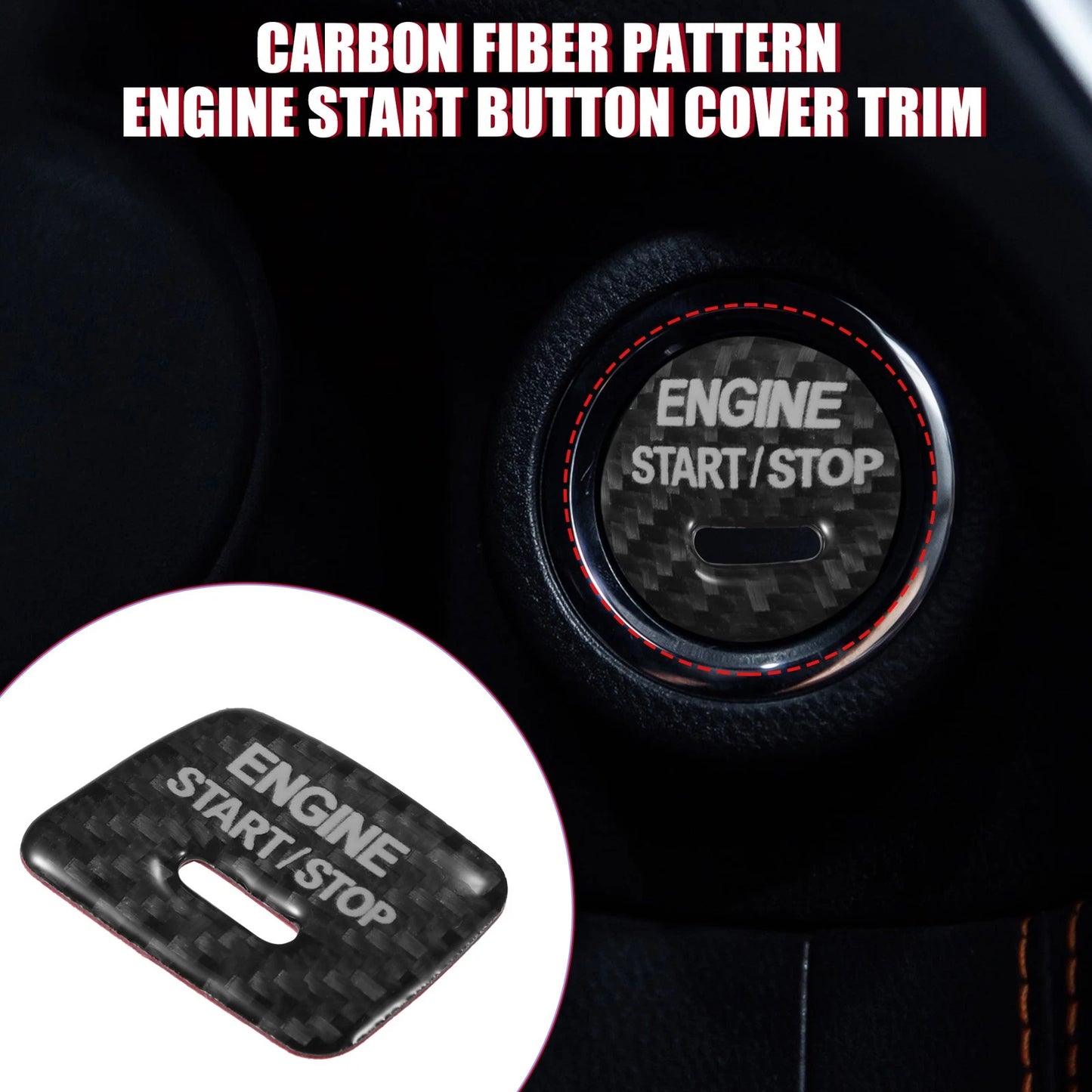 Carbon Fiber Pattern Engine Start Stop Button Cover Sticker for Chevrolet Black