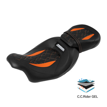 Driver Passenger Gel Seat for Harley Touring CVO Road Street Glide (2009-2023)