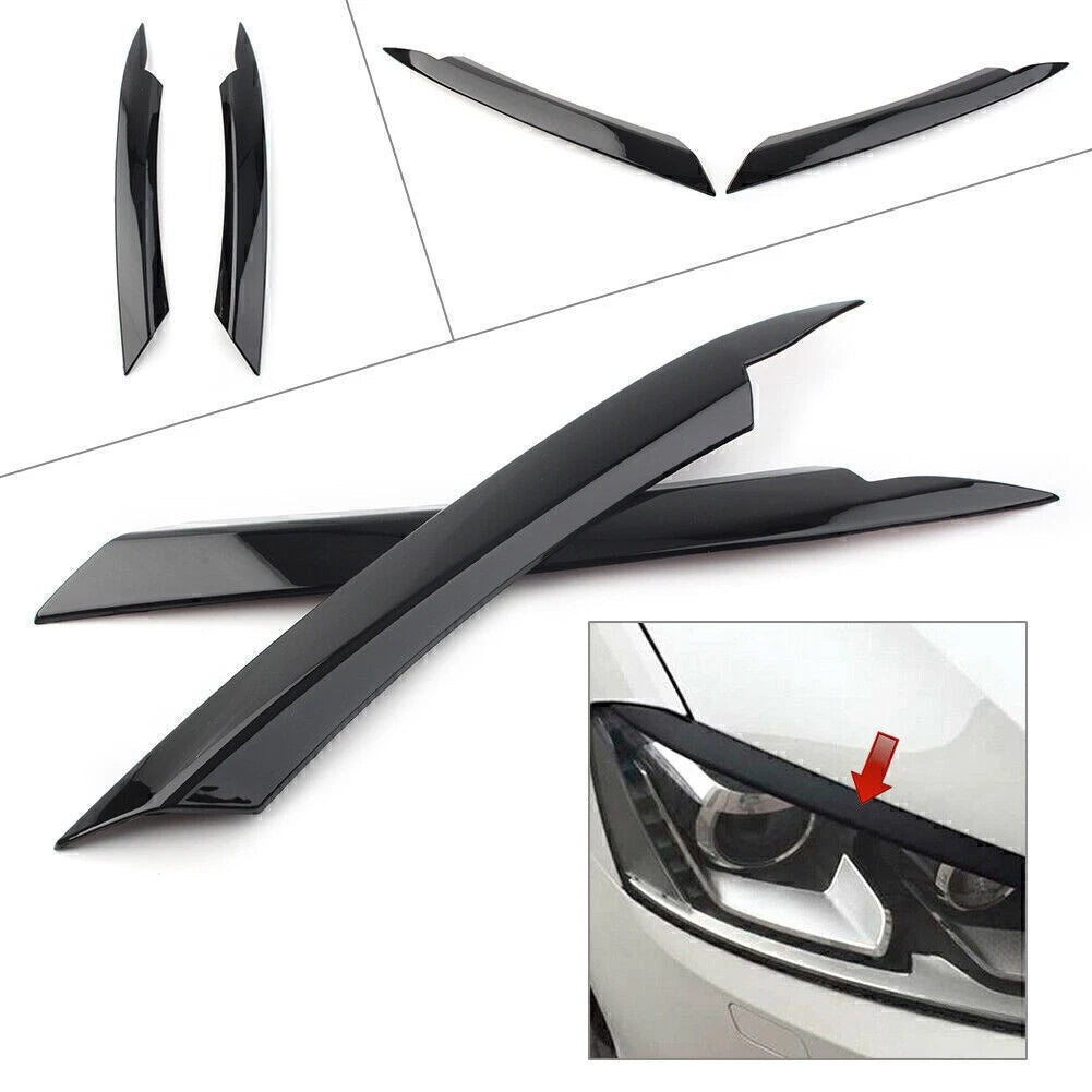 Glossy Black Headlight Lamp Cover Eyelid Trim for VW Passat B7 (2010-2014)
