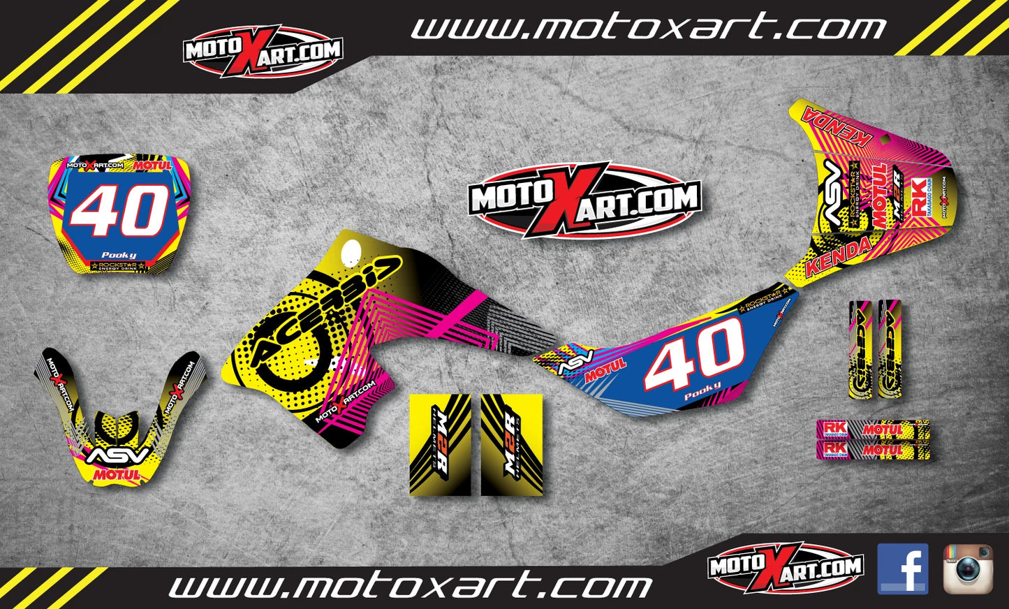 Custom Graphic Kit for Suzuki JR 50 Neon Style Stickers Decals Graphics