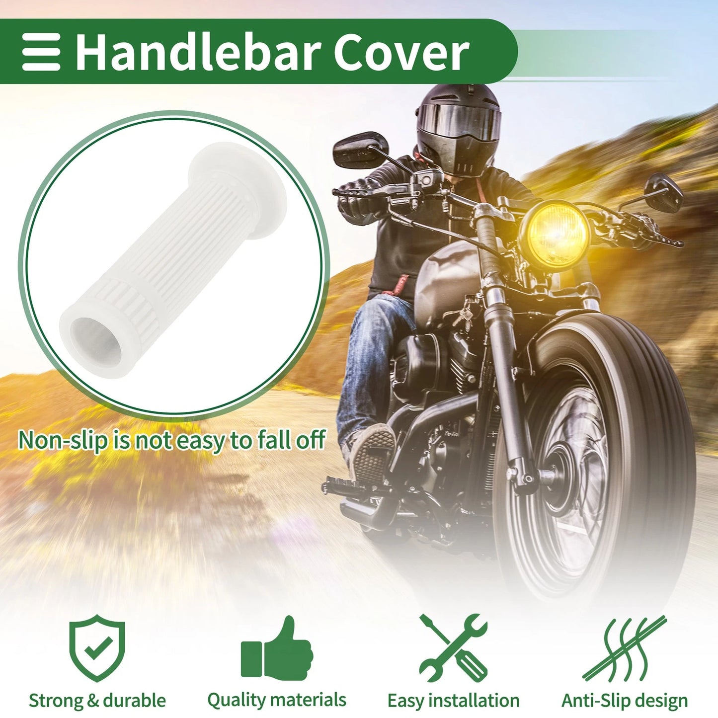 Handlebar Grips 25mm Motorcycle Hand Grips Cover TPU White