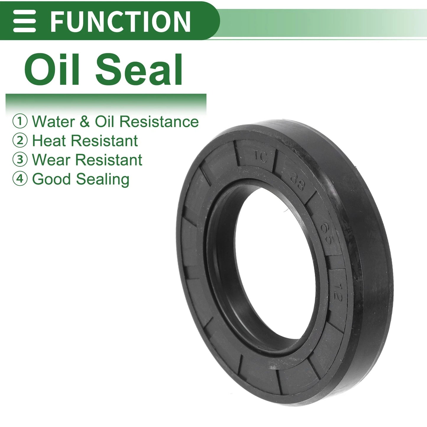 Oil Seal 38x65x12mm Rotary Shaft Seal NBR Rubber Black 5 Pcs