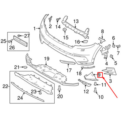 Front Bumper Air Duct Cooling Vent for Land Rover Range Rover Velar (2017-22)