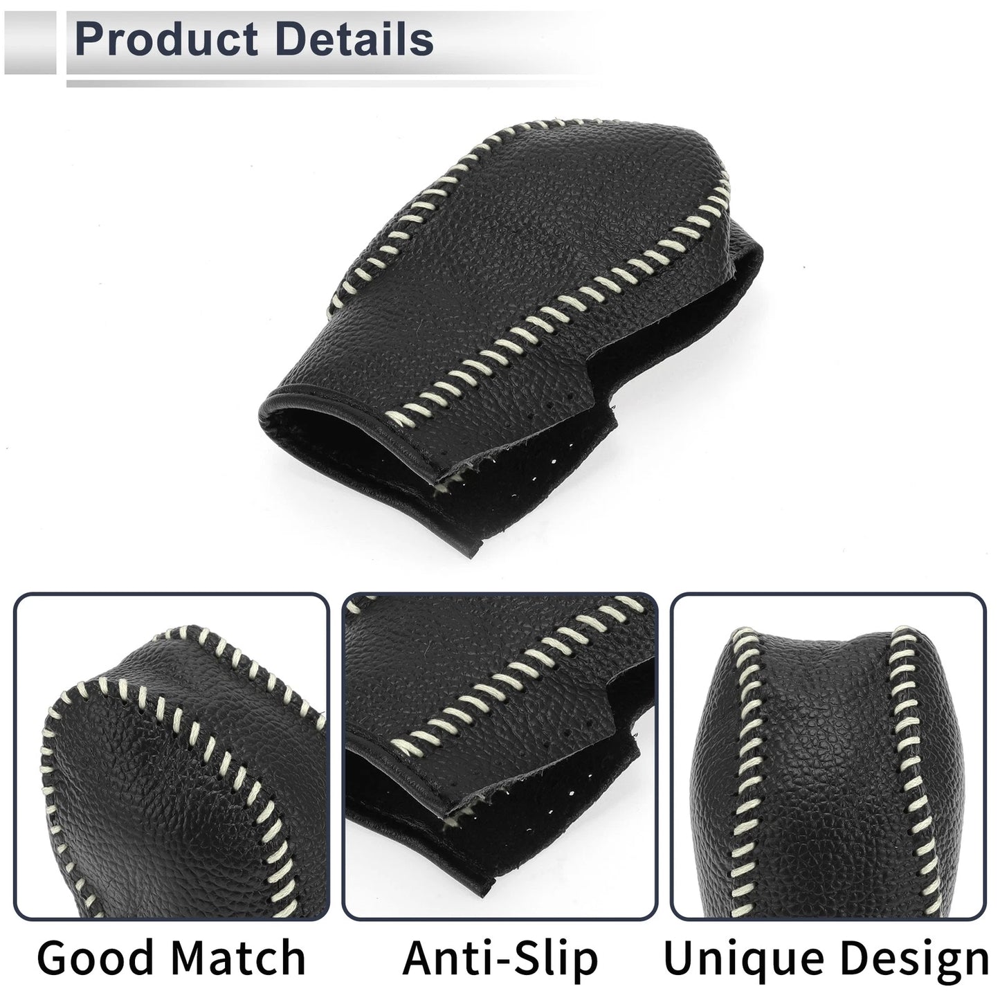 Pebbled Gear Shift Knob Cover 1 Pc Black Beige Faux Leather for Ford Fusion (2013-2020)