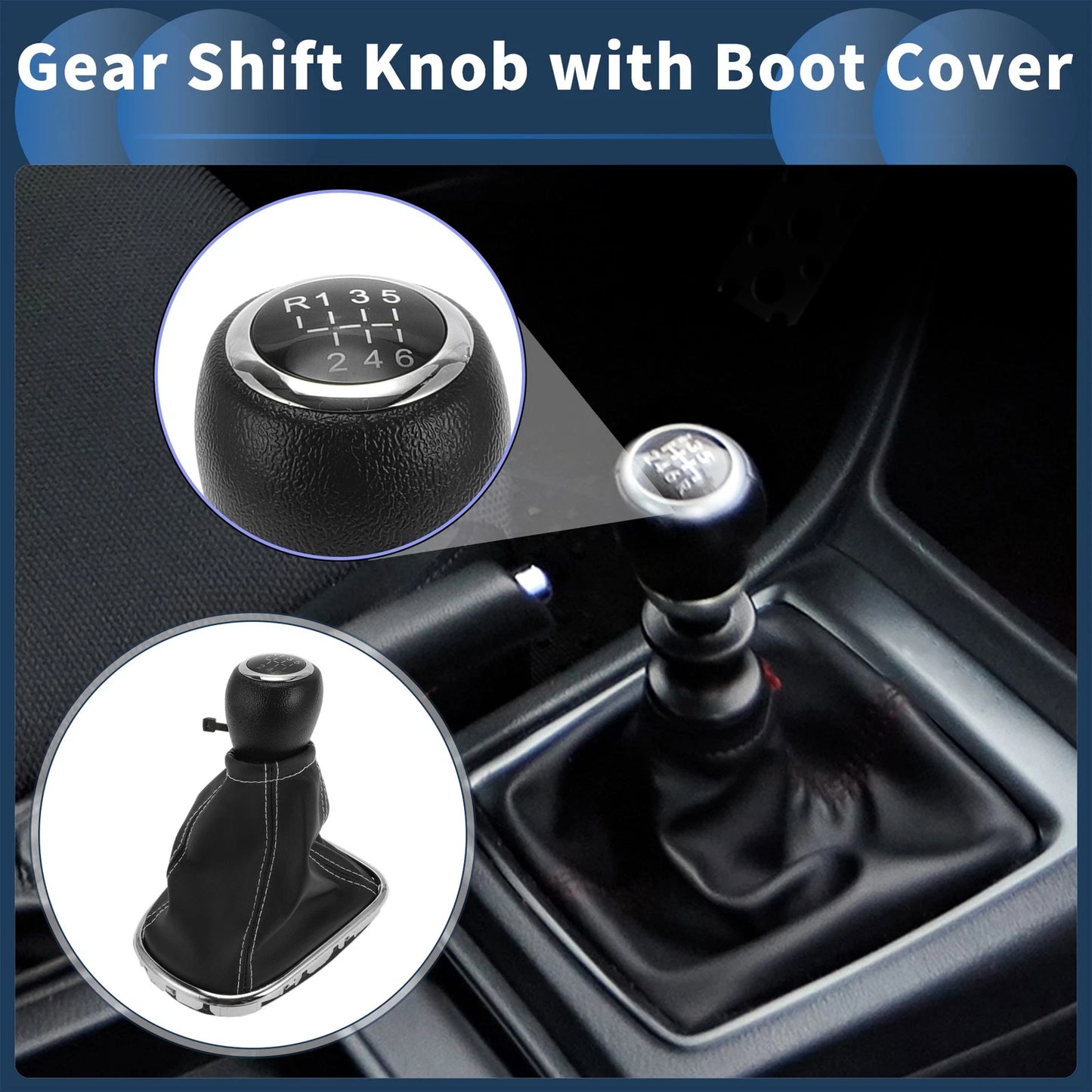 6-Speed Gear Shift Knob with Cover for Chevrolet Cruze (2010-2015) Faux Leather