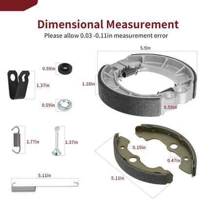 Front & Rear Brake Shoes Kit for Honda Rancher 400 TRX400FA/FGA (2004–2007)