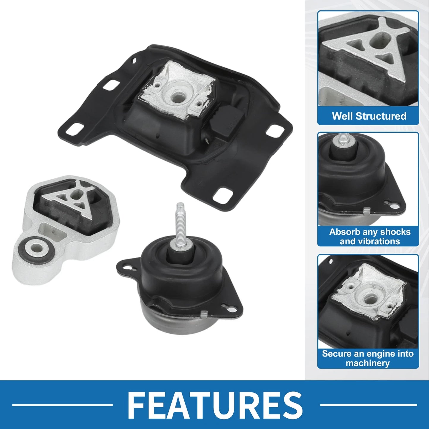 Engine Motor Trans Mount Set for Ford Explorer 2.0L 2.3L (2012-2019)