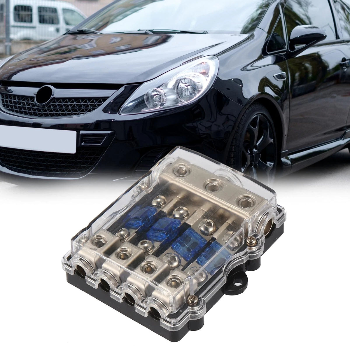 4 Way Fuse Holder Distribution Block w/ 60 Amp Mini ANL Fuse for Car