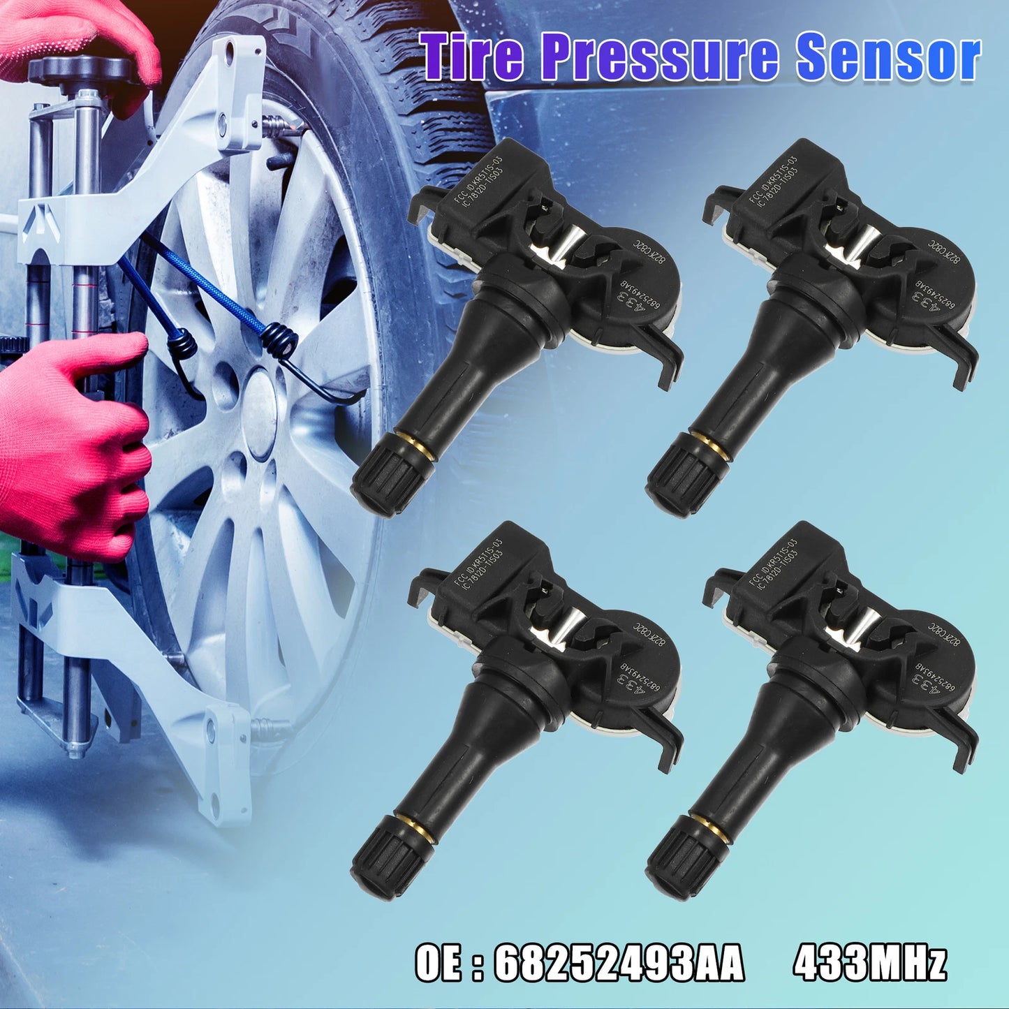 4 x Tire Pressure Monitoring System Sensors 433MHz for Jeep Compass (2017-2023)