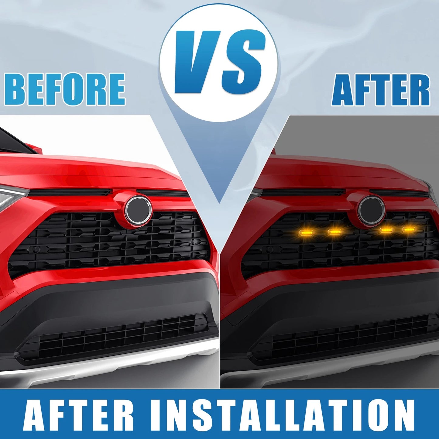 LED Front Grille Lights Set for Toyota RAV4 (2019-2022) Amber Black