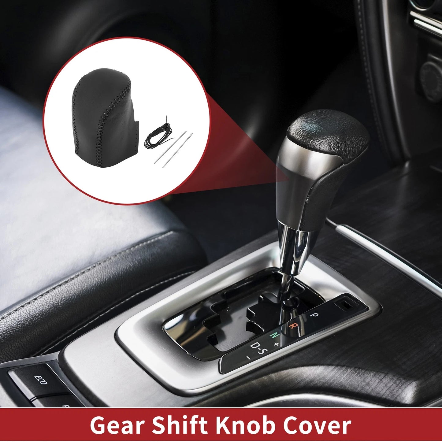 Gear Shift Knob Cover for Honda HR-V 2023-2024 Black Faux Leather