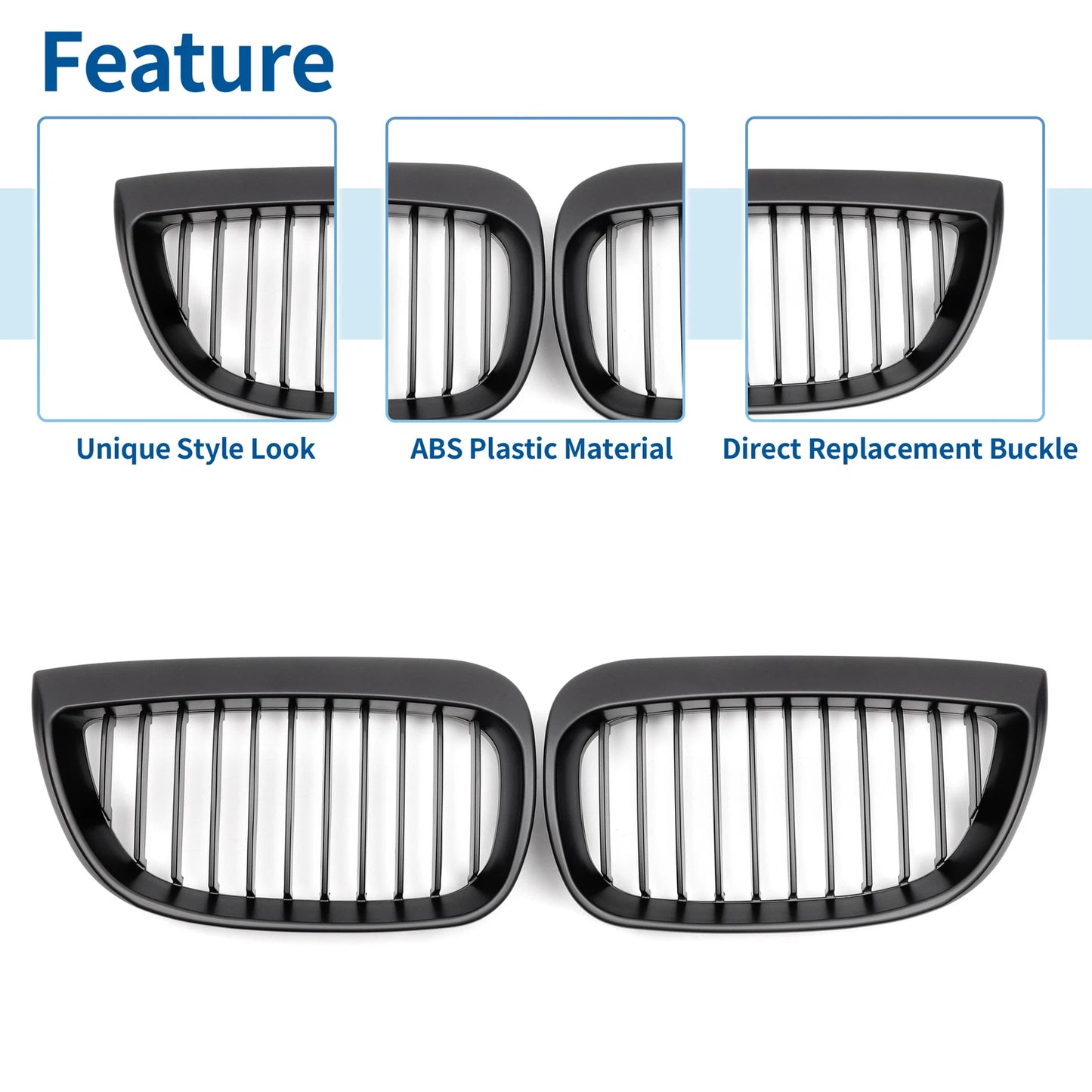 Front Upper Bumper Grille for BMW 1 Series E87 2003-2007 Matte Black