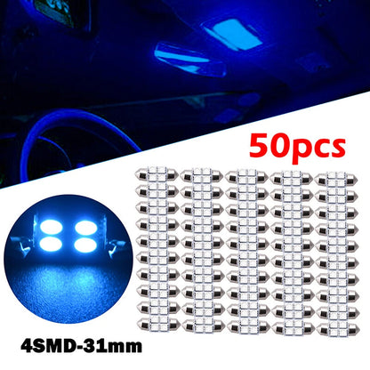 31mm 4-SMD 5050 LED Light Bulbs for Car Interior - 50pcs ()