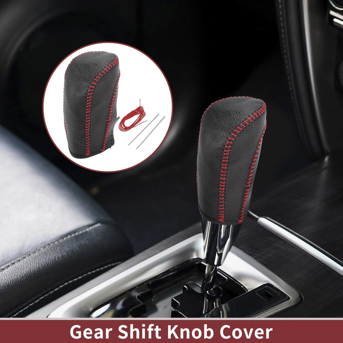 Red Faux Leather Gear Shift Knob Cover for Ford Fiesta (2009-2012)