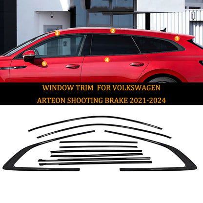 Window Strip Trim Seal Belt for Volkswagen Arteon CC (2021-2024) Chrome Black