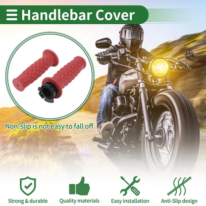7/8" 22mm Hand Grips Cover for Motorcycle Dark Red Rhombus