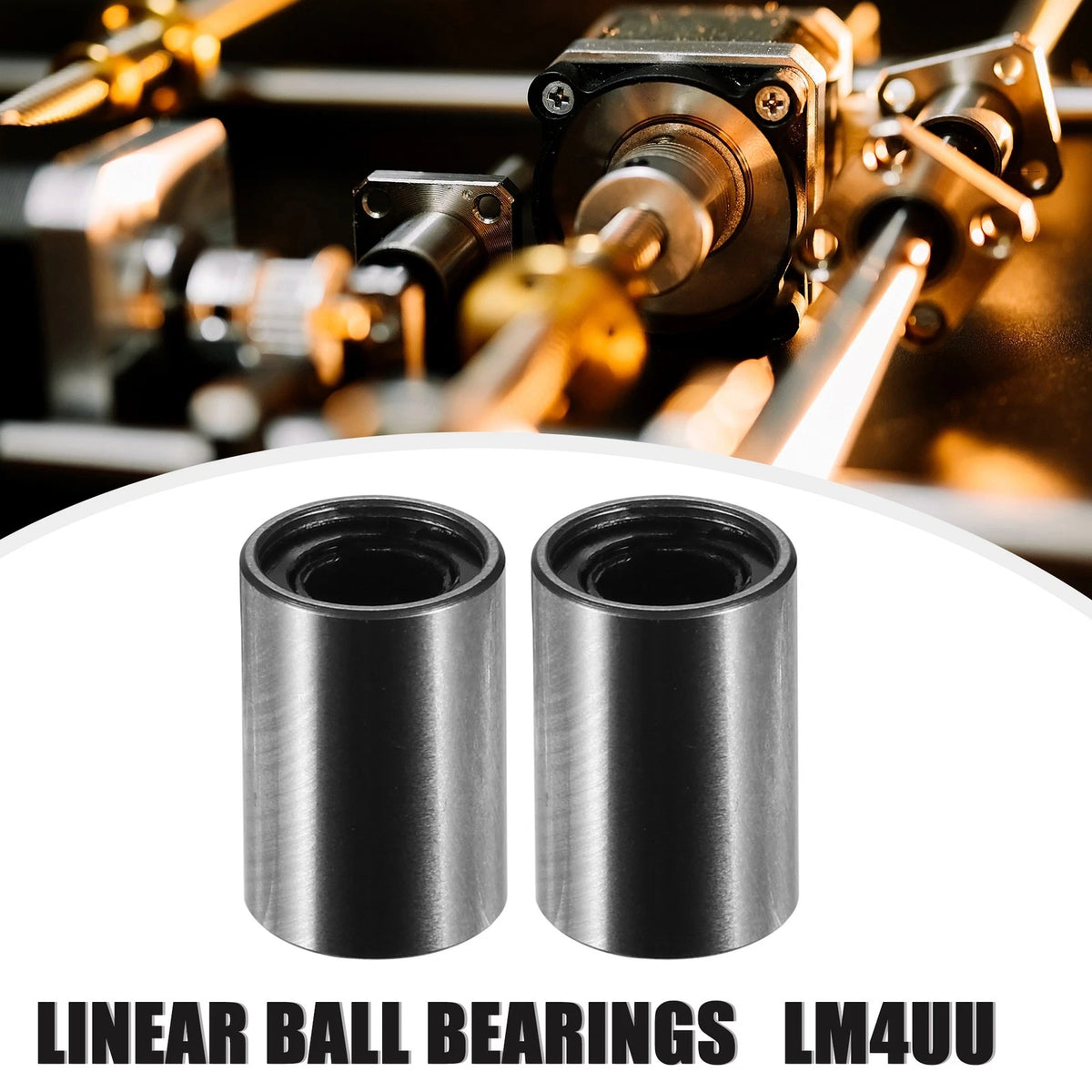 4 x LM4UU 4mm IDx8mm ODx12mm Linear Ball Bearings Silver Tone for Car