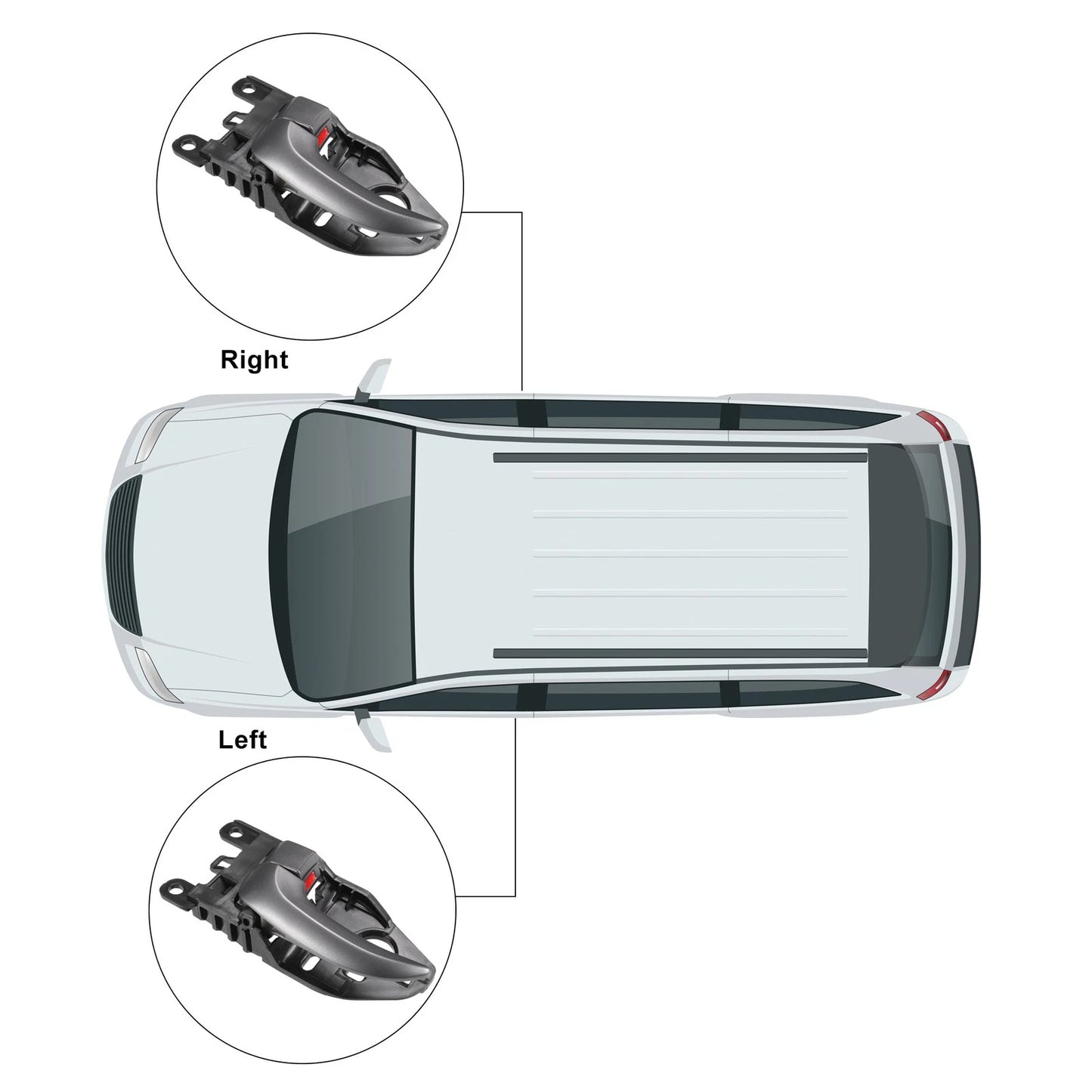 2 x Left Right Interior Door Handles for Hyundai Elantra (2011-2016)