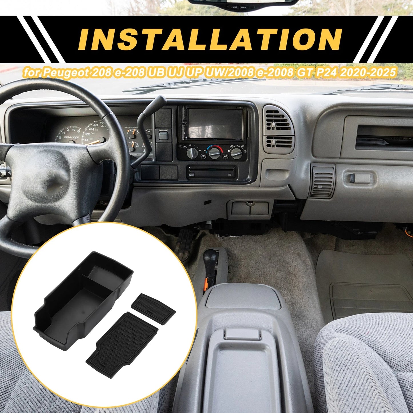 Center Console Armrest Organizer Tray for Peugeot 208 (2019-2023)