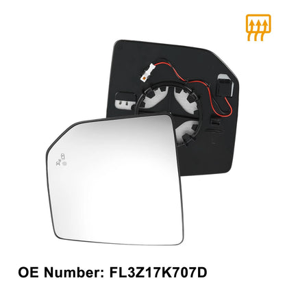 Heated Left Driver Side Rearview Mirror Glass for Ford F-150 (2015-2023)