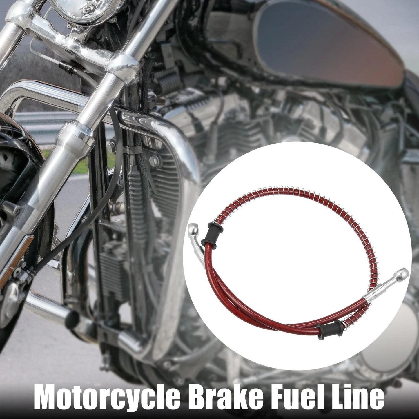 80cm 31.50" 10mm Braided Brake Clutch Hoses Red Fittings for Motorcycle