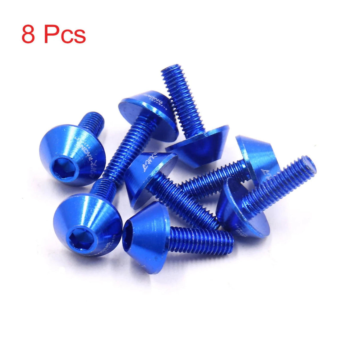 8pcs / M6 x 15 / Hex Socket Head Bolts Screws Blue Aluminum Alloy for Motorcycle