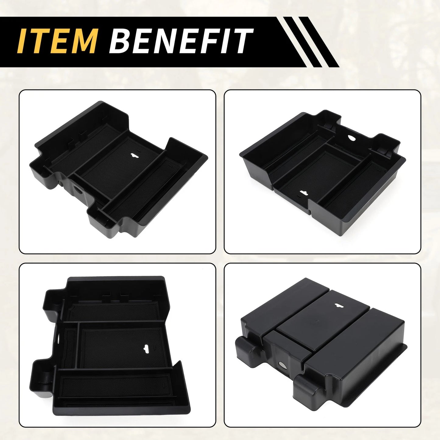 Center Console Organizer Tray for Chevy Silverado GMC Sierra 2500 Black