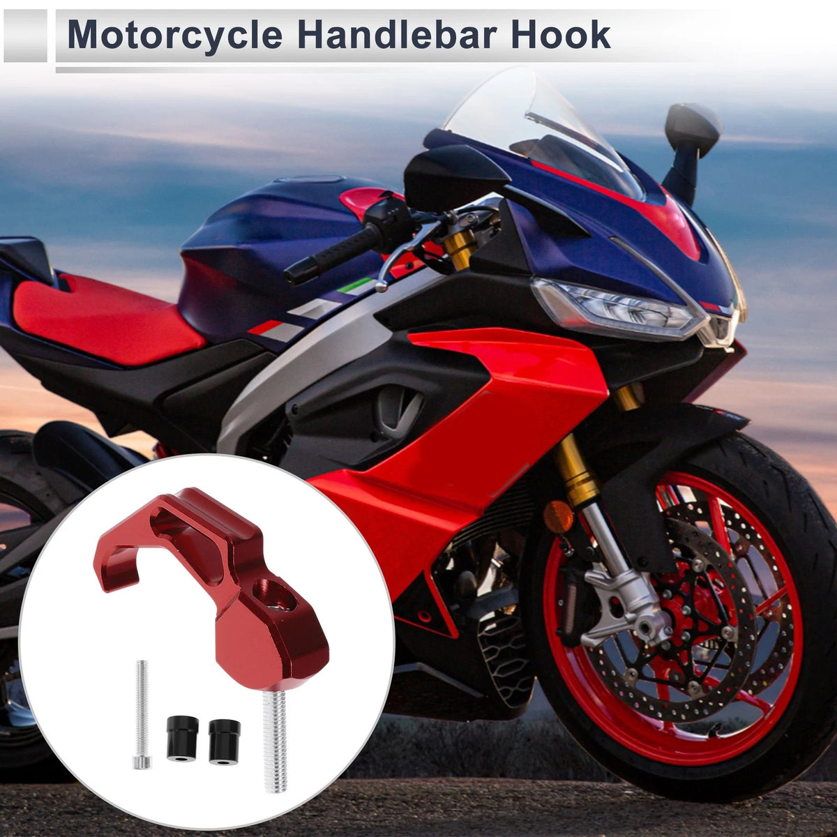 Finger Shape 1 Set Aluminum Alloy Motorcycle Hanging Hook 68mm Red Black for Motorcycle