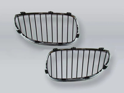 Pair Chrome/Black Front Grille for BMW 5-Series E60/E61 (2004–2009)