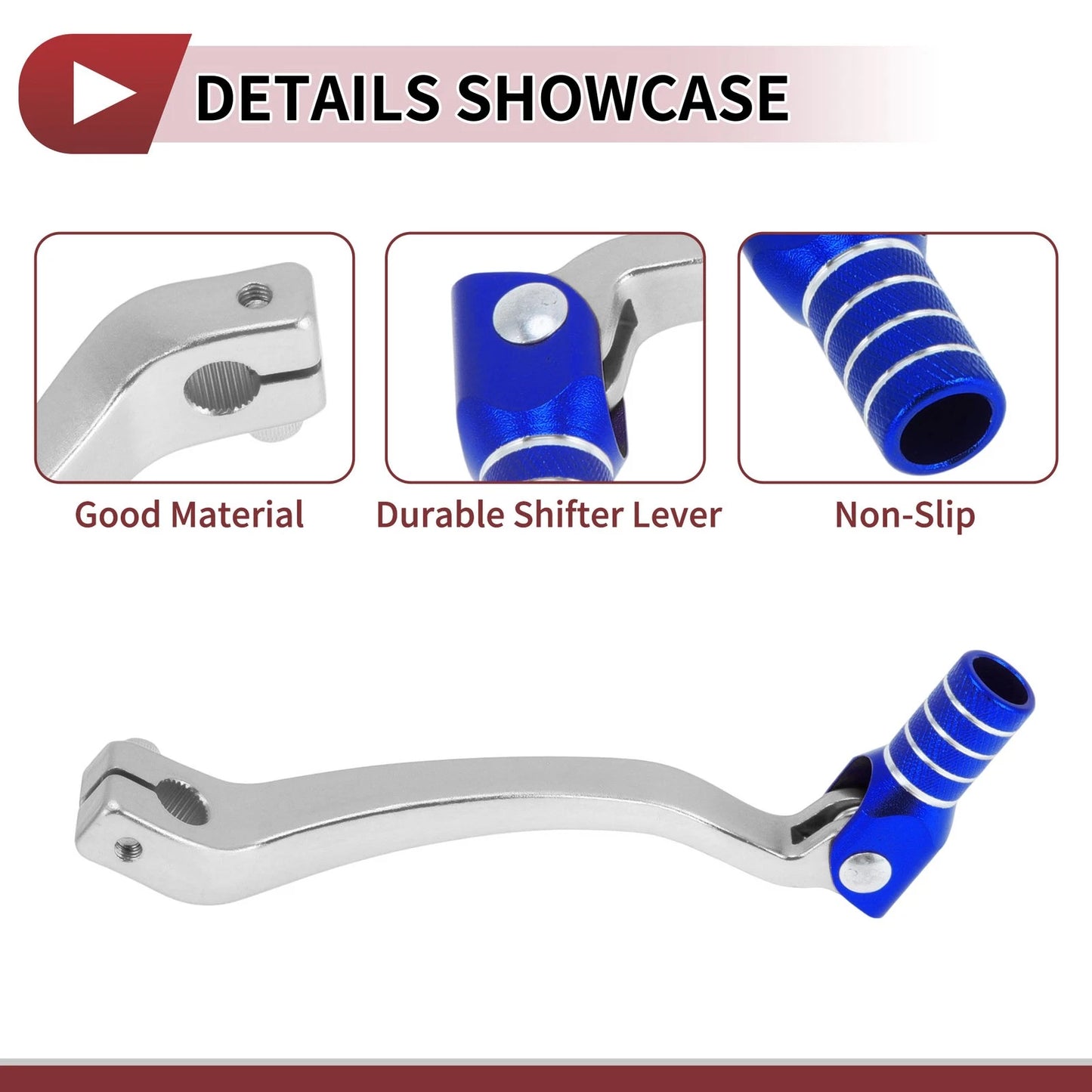 Folding Gear Shifter Lever for Kayo T6 Silver Tone Blue
