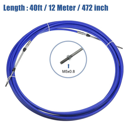 2 x 40ft 472in Marine Shift Remote Control Box Cable for Yamaha Blue