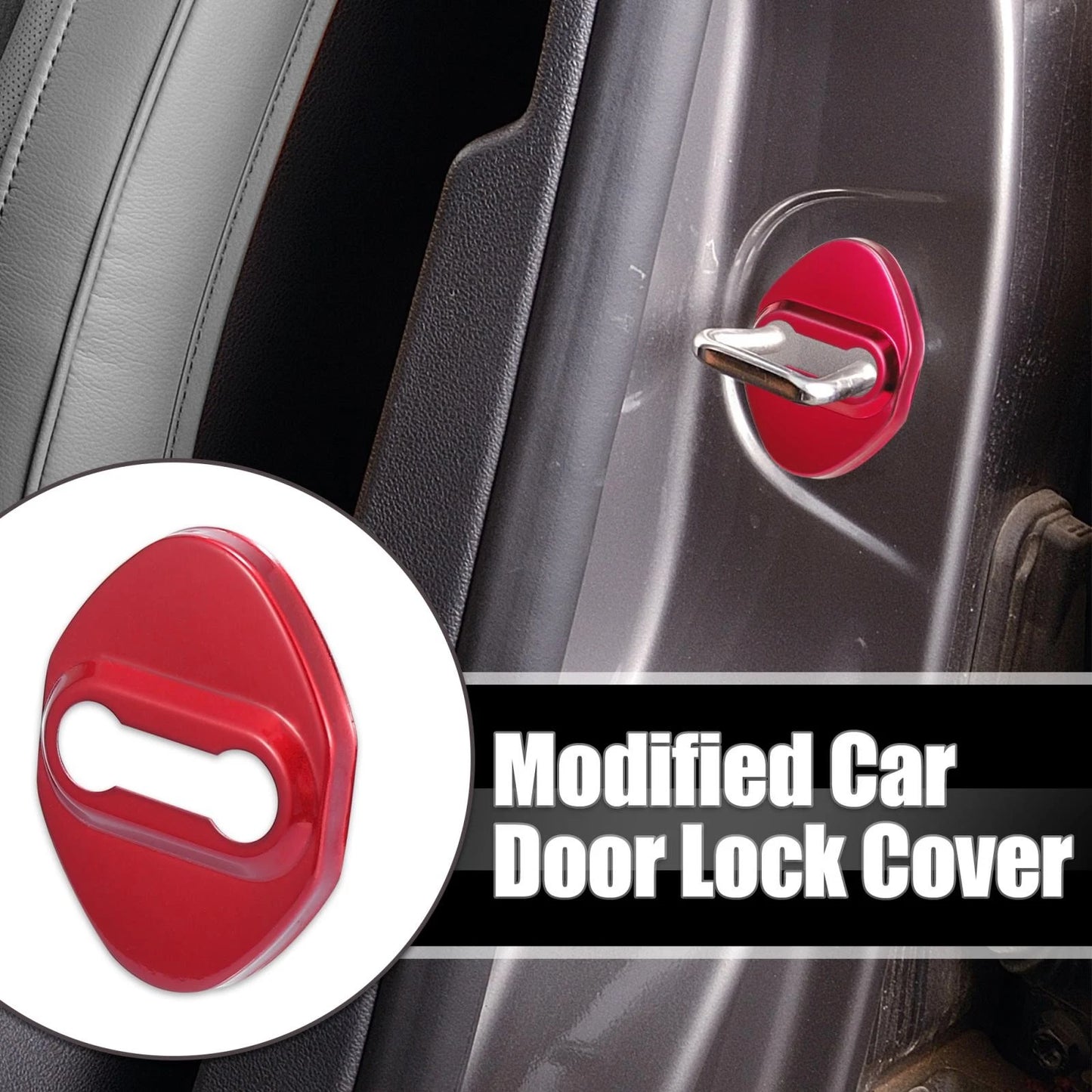 4pcs Door Lock Latch Striker Covers for Toyota - Red Adhesive Protector