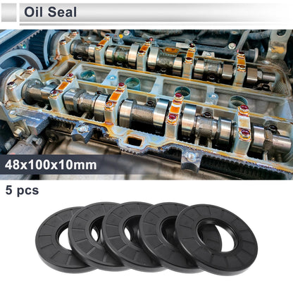 Oil Seal 48x100x10mm Nitrile 5 Pcs Seal Ring Rotary Shaft Seal for Vehicle