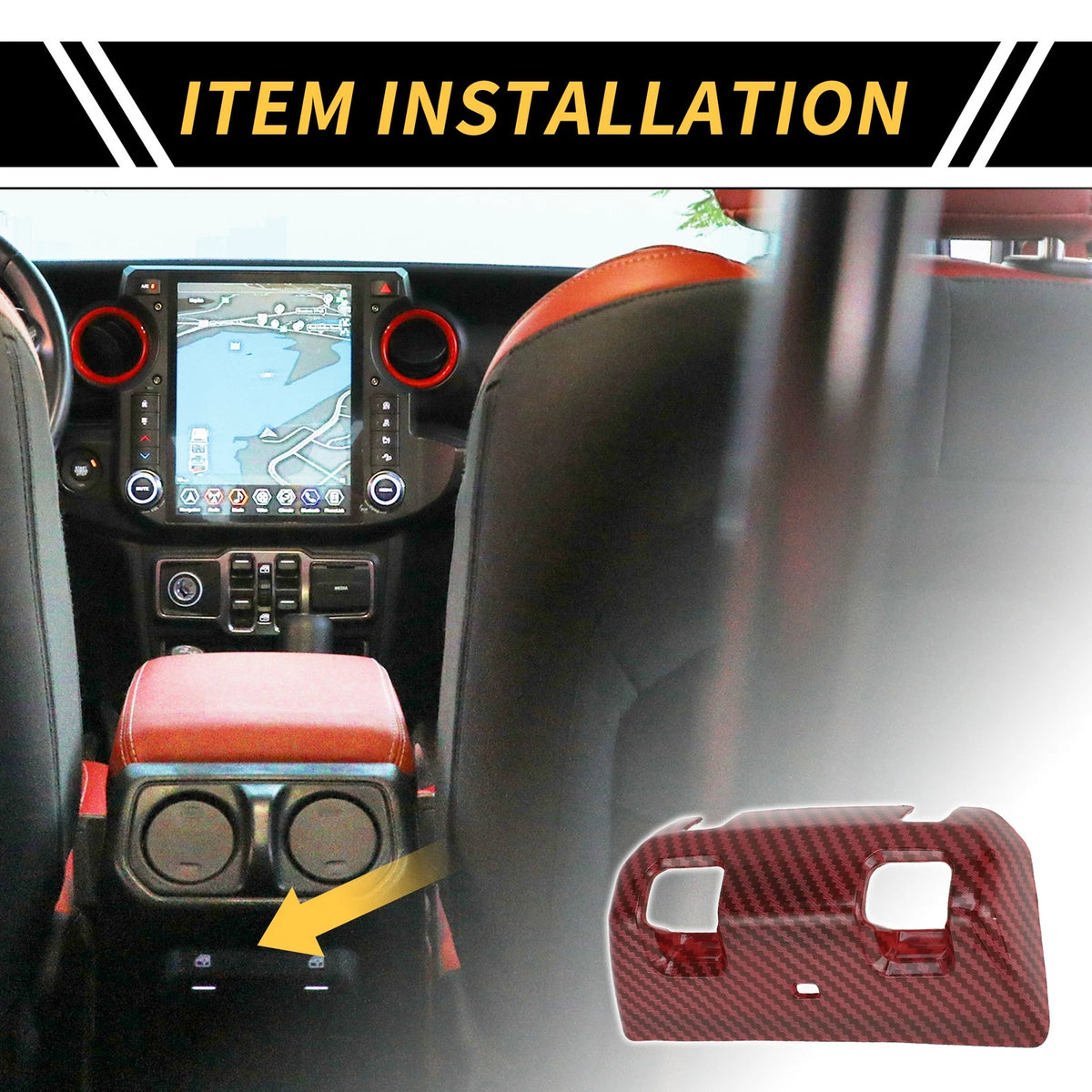 Rear Window Switch Panel Cover for Jeep Wrangler JL JLU (2018-2024) Carbon Fiber Red