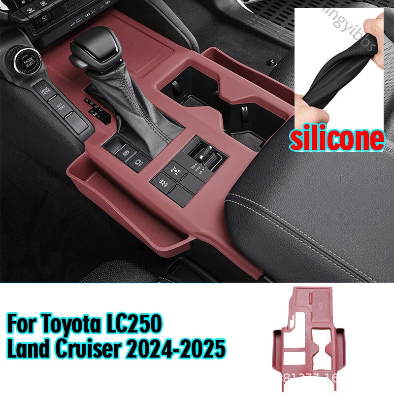 Red Silicone Gear Shift Panel Decor Trim for Toyota LC250 Land Cruiser (2024–2025)