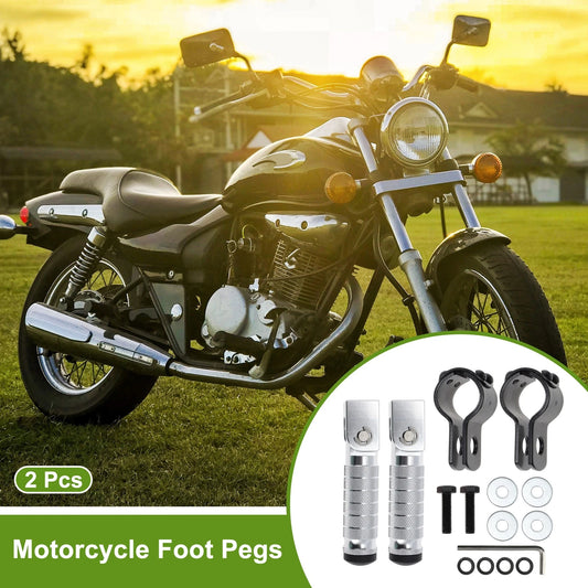 2 x FootPegs 4.8in Rear Footrest Aluminum Silver Tone for Motorcycle