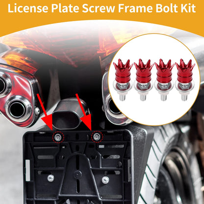 M6 / 40mm / License Plate Screws Cover Red Aluminum Alloy 4 Pcs for Universal Motorcycle