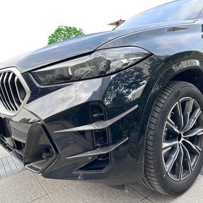 Carbon Fiber Look Front Bumper Side Fin Canard Splitter for BMW X6