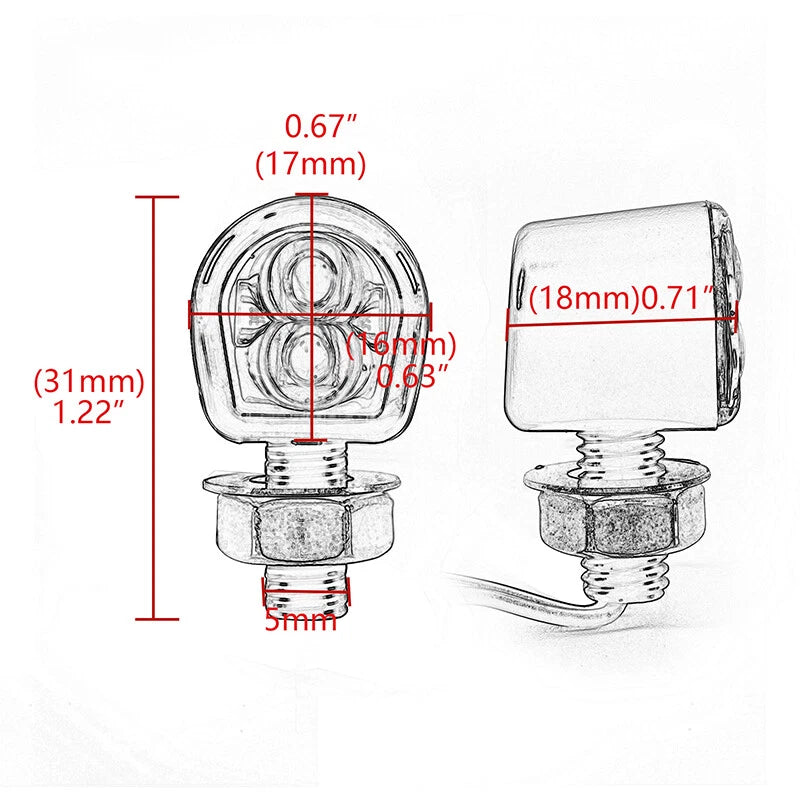 LED Mini Turn Signal Lights for Motorcycle Bike - Amber Chrome (Fits Most Models)