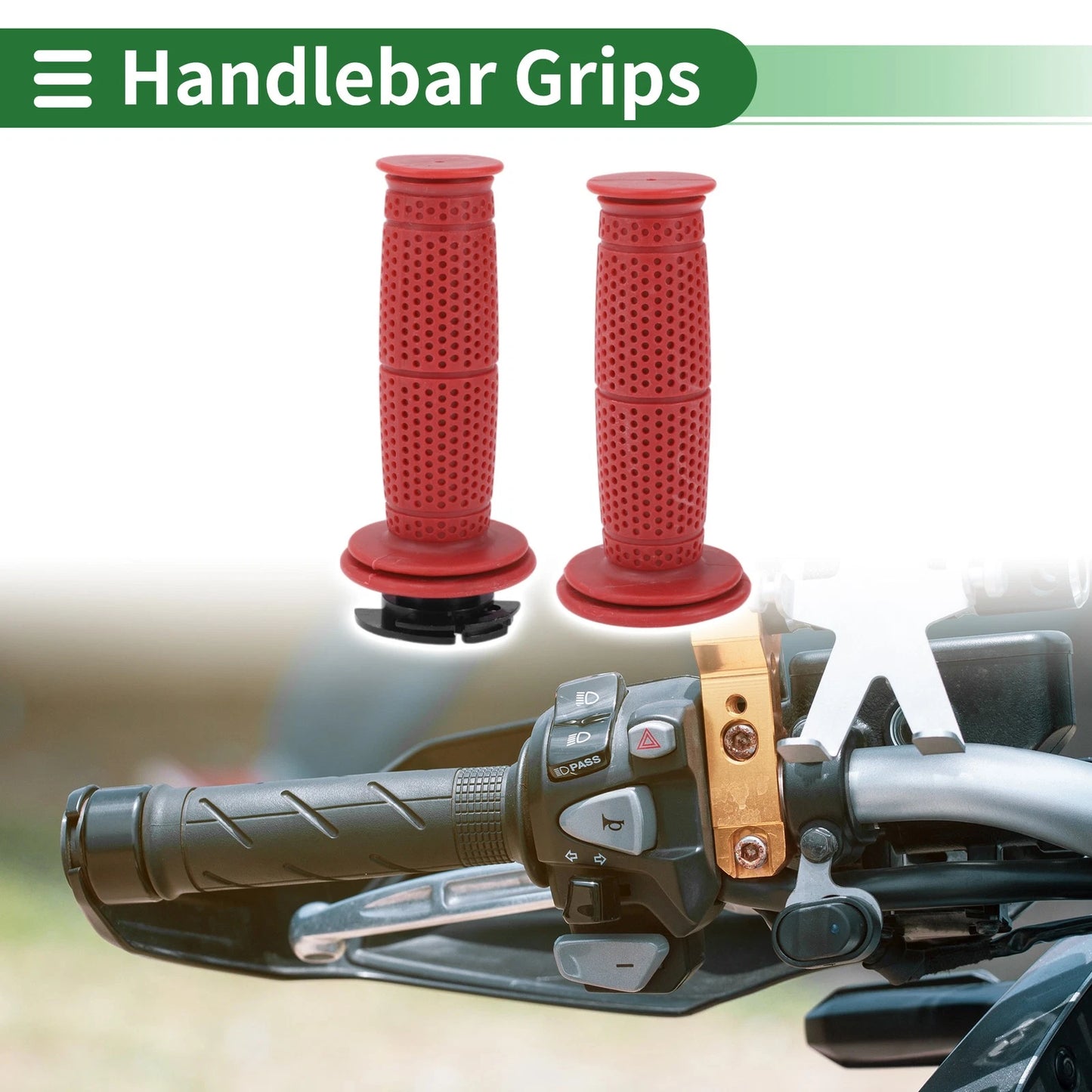 7/8" 22mm Motorcycle Hand Grips End Grips TPU Dark Red