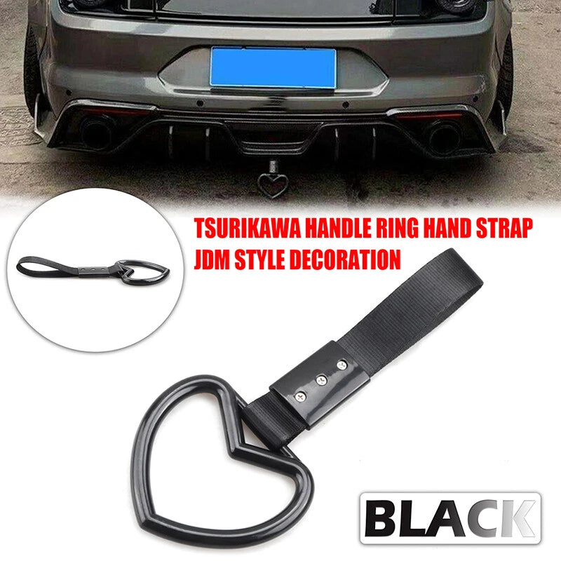Tsurikawa Ring Handle Strap for Car, Subway, Train, Bus - Heart Black