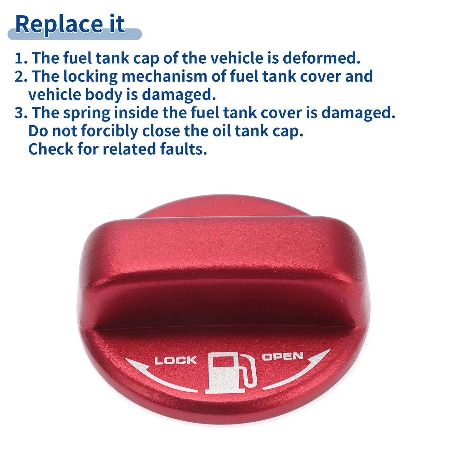 Metal Gas Fuel Tank Cap Cover Sticker Red for Toyota Hiace 200 Series (2019-2023)