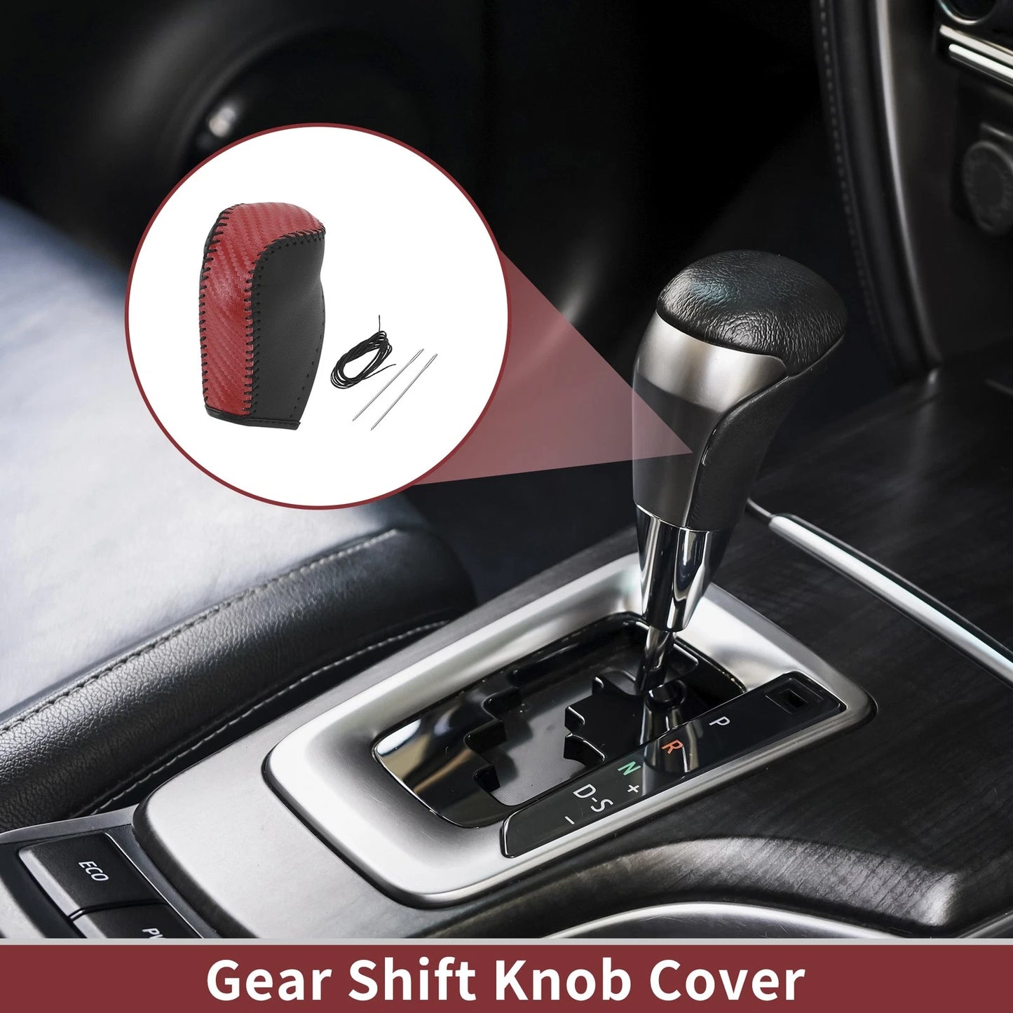 Red Faux Leather Gear Shift Knob Cover for Toyota Corolla (2014-2018)