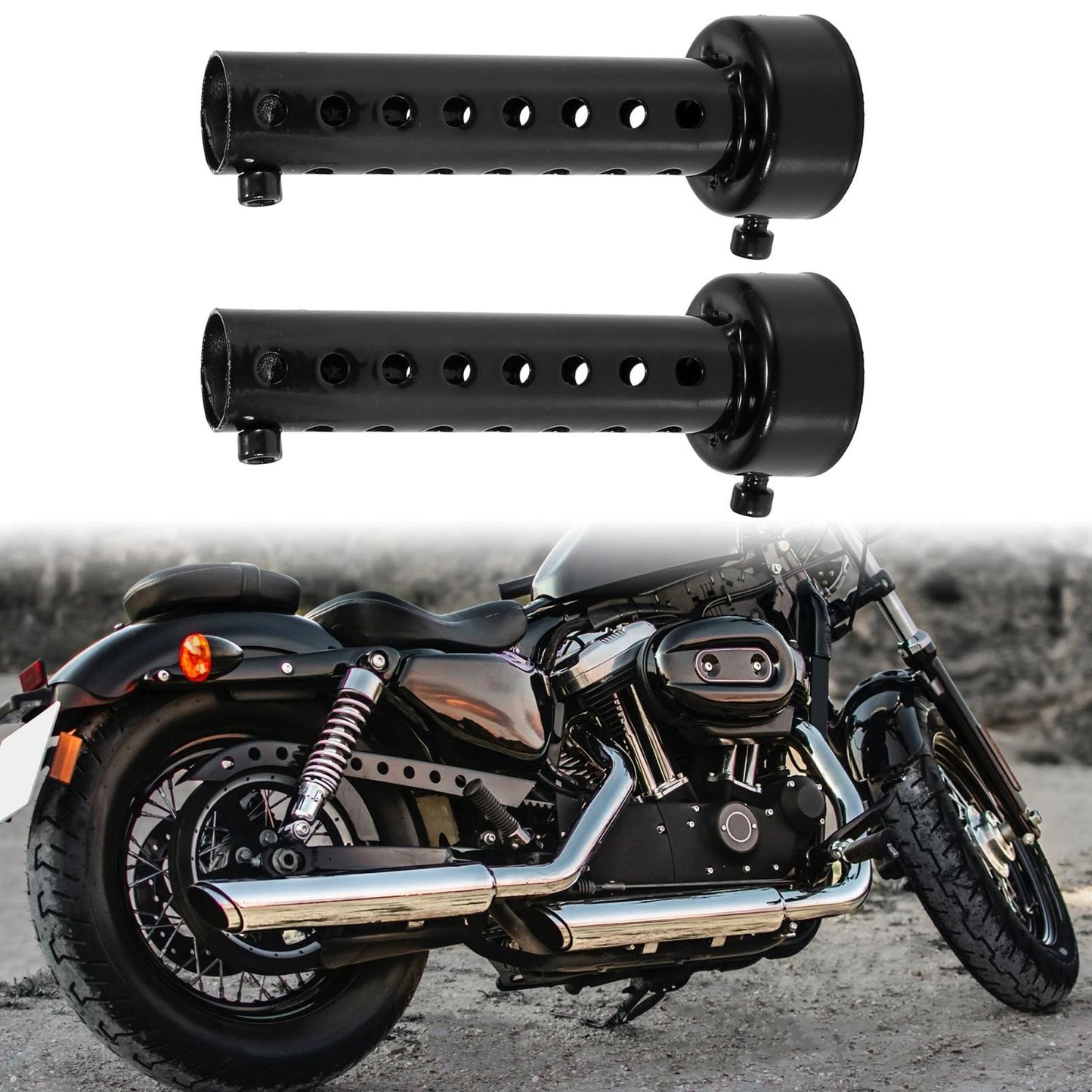 2pcs 48mm Universal Exhaust Silencer Muffler Pipe Black for Motorcycle