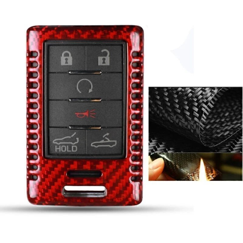 Red Carbon Fiber Key Fob Cover for Cadillac Chevrolet C7 (2014-2019)