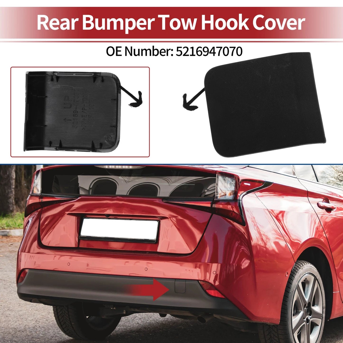 Rear Car Tow Hook Cover Cap for Toyota Prius (2021–2022)