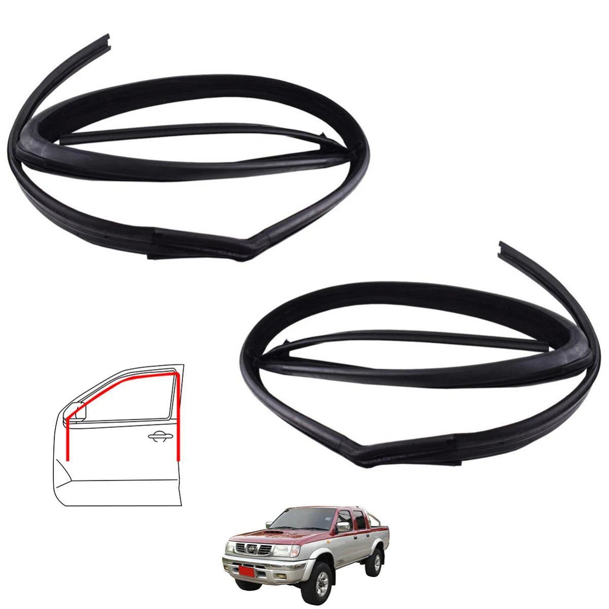 Door Glass Run Channel Rubber Pair LH+RH Fits Nissan Frontier D22 UTE 98-05 D11