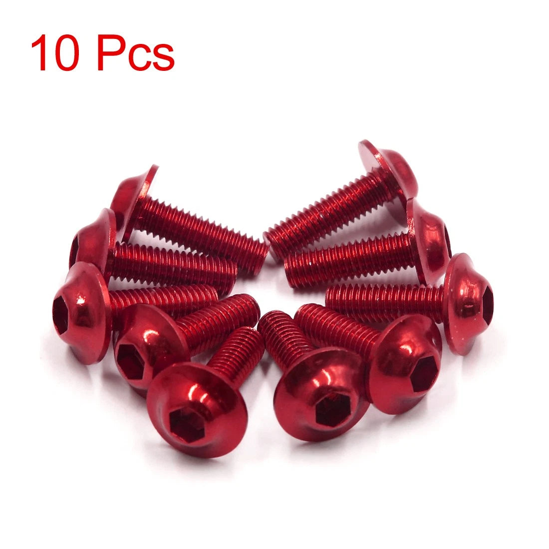 10pcs M6 x 19mm Red Hexagon License Plates Fairing Bolts Screws for Motorcycle