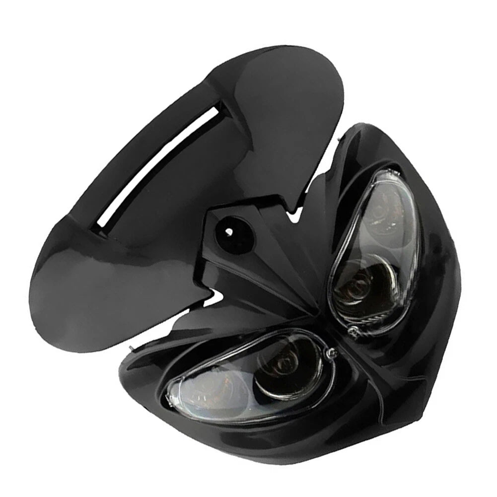Universal Street Fighter Headlight Fairing Indicators for Motorcycle - Black Plastic